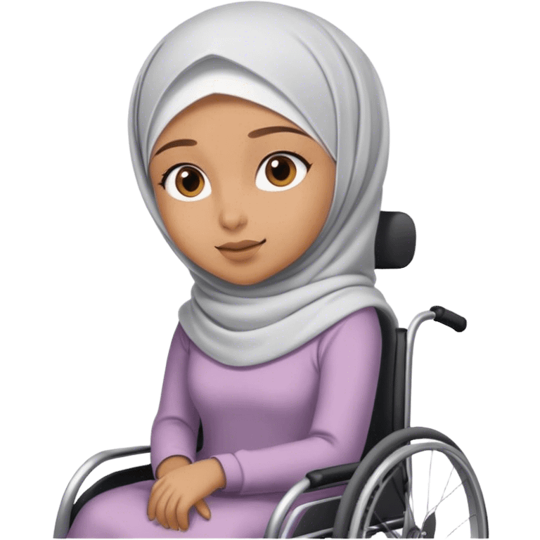 Young Girl with hijab in wheelchair emoji