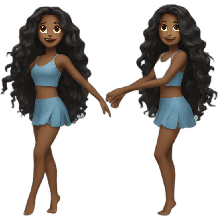 Beautiful Black women long hair dancing emoji