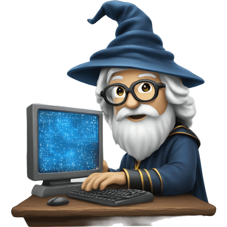 wizard coding computer with magic emoji