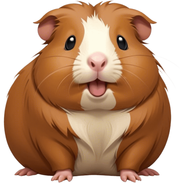 Cinematic Cute Yawning Brown Guinea Pig Portrait Emoji, Head tilted slightly with a dramatic, wide-open yawn, revealing a soft brown coat and tiny, droopy ears, round dark eyes barely open in drowsy contentment, Simplified yet irresistibly adorable features, highly detailed, glowing with a soft, cozy glow, high shine, relaxed yet expressive, stylized with a touch of whimsy, bright and endearing, soft glowing outline, capturing the essence of a sleepy yet affectionate guinea pig, so drowsy it feels like it could stretch out of the screen and curl up for a nap! emoji