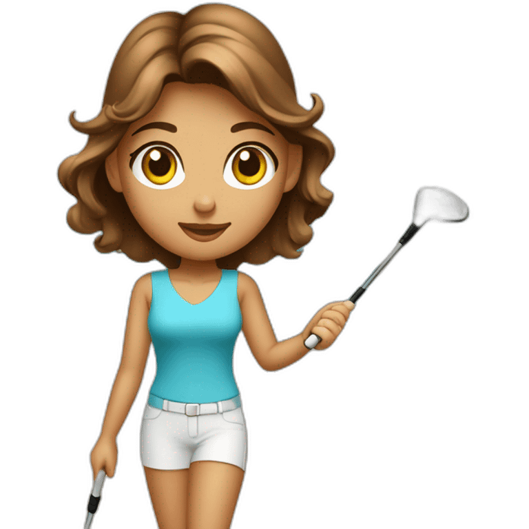 Golf swing beautiful girl head brown in the beach  emoji