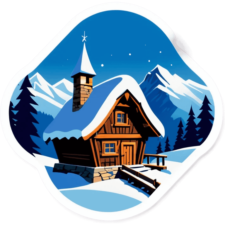 Blaue Holzhütte, im Winter emoji