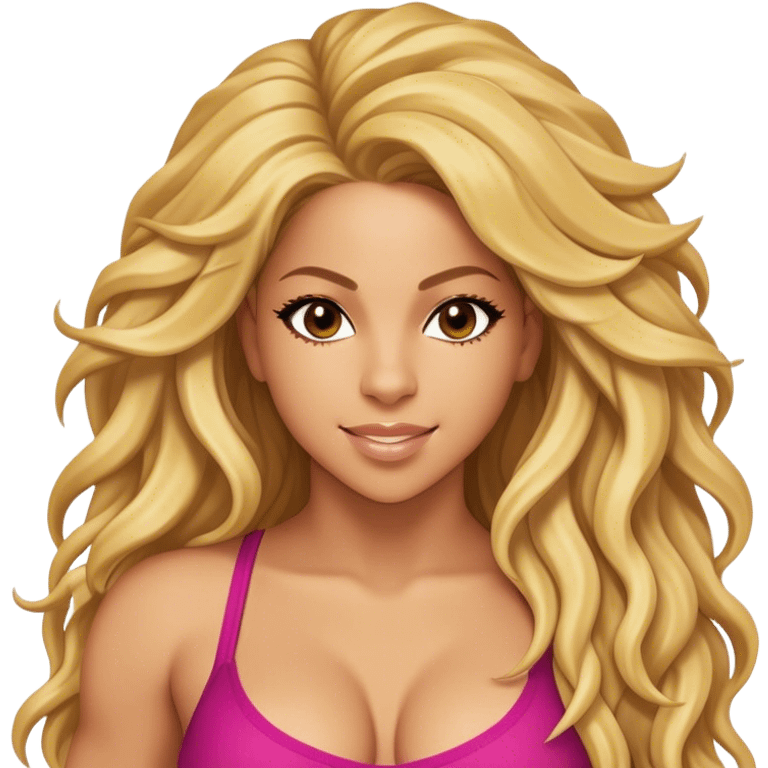 Cinematic Realistic Shakira Pop Culture Emoji, depicted with an energetic, dynamic portrayal of the global pop star rendered with lifelike textures and vibrant, charismatic lighting. emoji