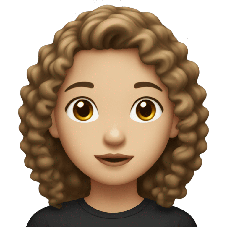 girl with brown eyes asian with fair skin with curls in a black long sleeve emoji