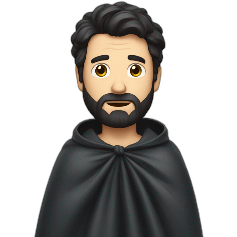 dark hair bearded man throwing his cape over his shoulder in shame emoji