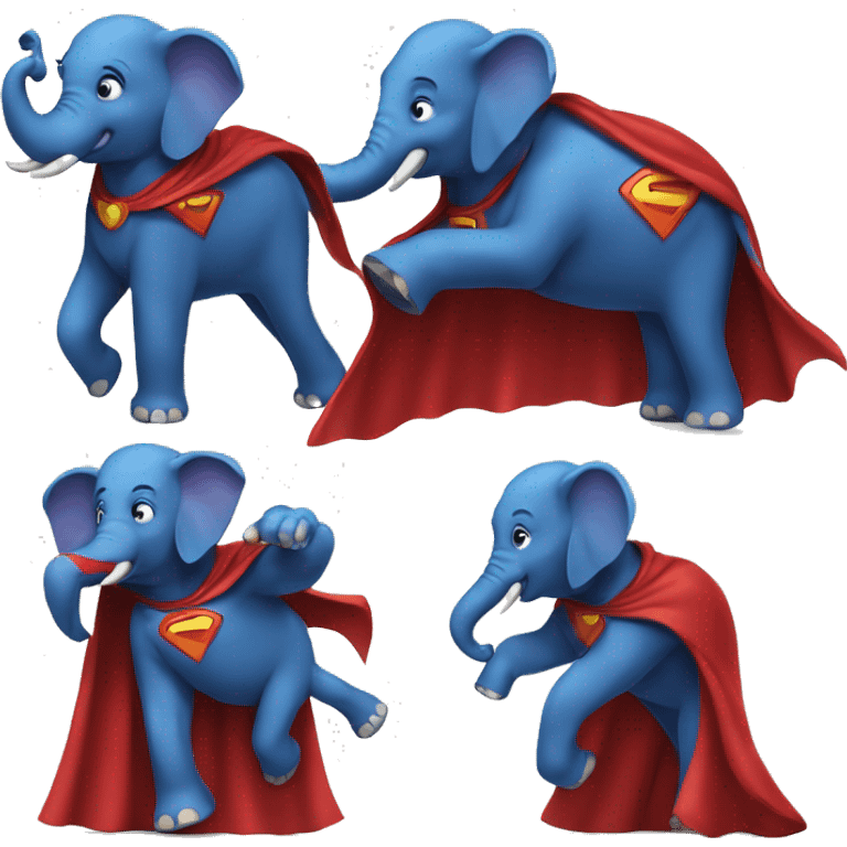 Elephant super-hero blue and red with a cape emoji