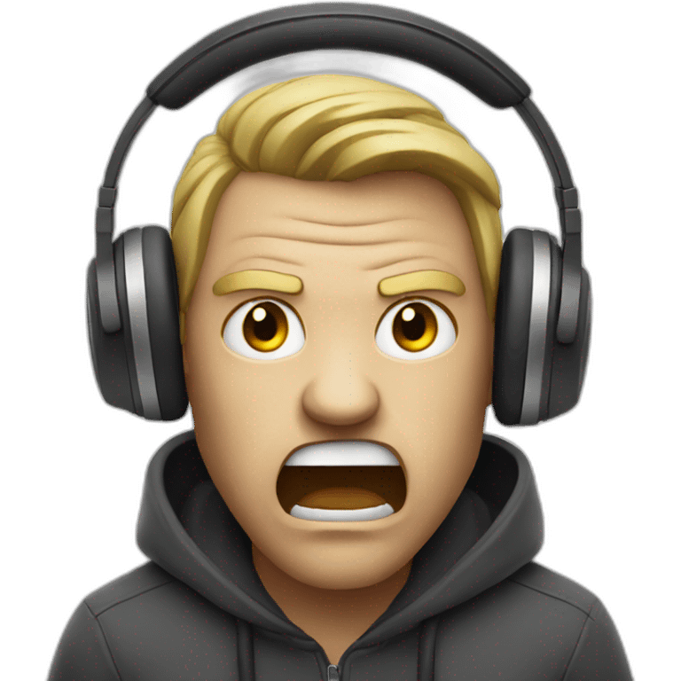 angry person with headphones on emoji