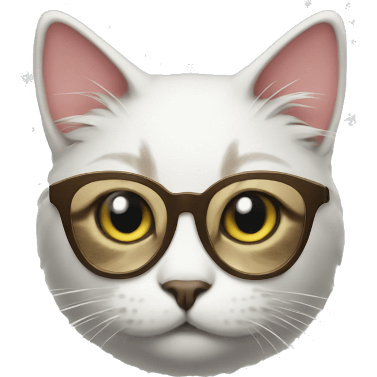 Cat wearing glasses under Christmas tree emoji