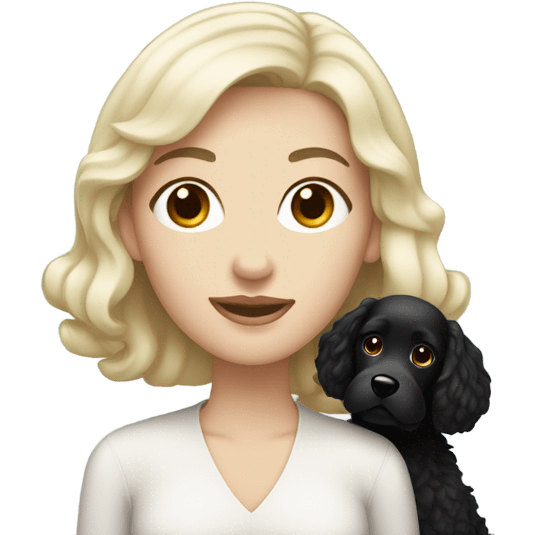 pale woman with black hair and a black cockapoo emoji