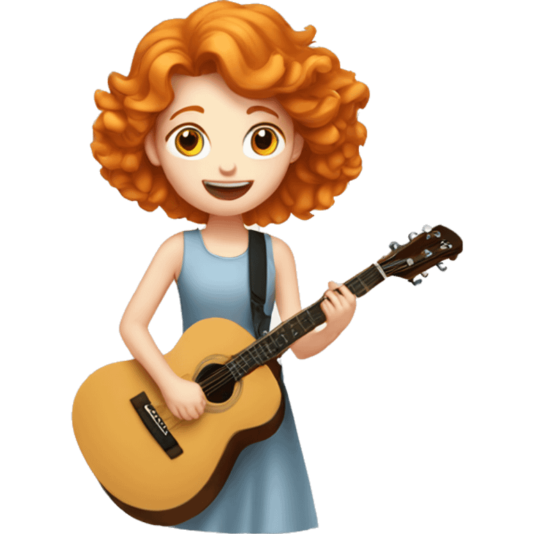 pretty GINGER girl singing playing guitar grey eyes emoji