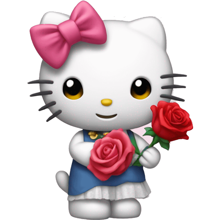 Hello kitty holding rose emoji