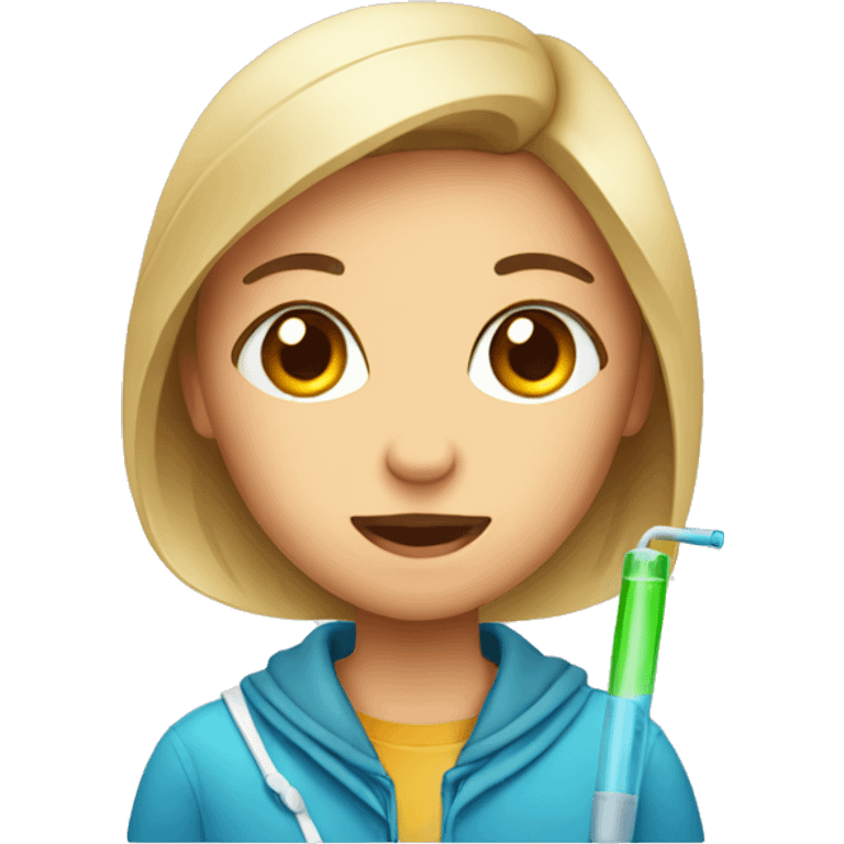 face girl with thermometer and fever emoji