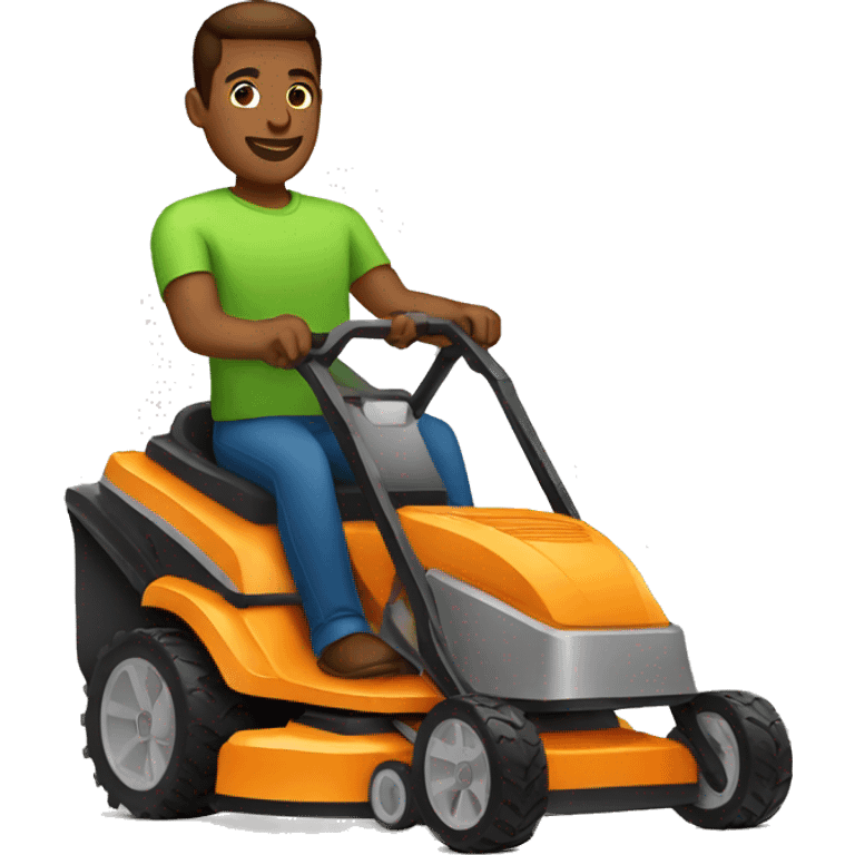 Light brown skin man using lawnmower  emoji