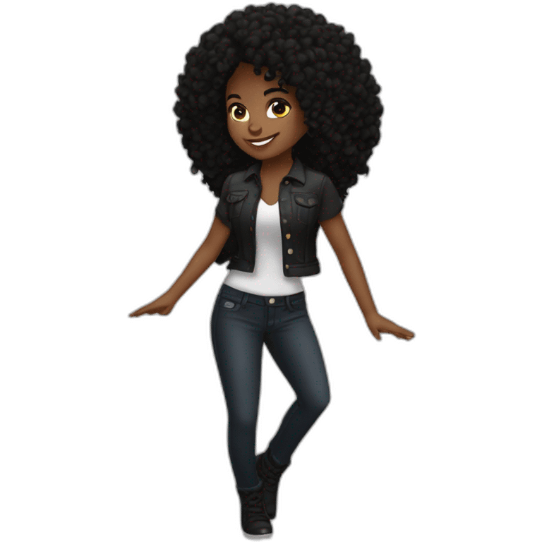 Black girl, brown eyes, black hair dancing on a music of mickel jackson emoji