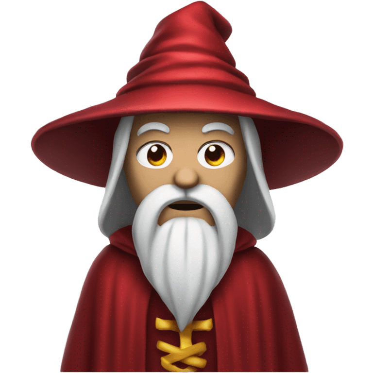 Evil wizard wearing red hat and robes emoji