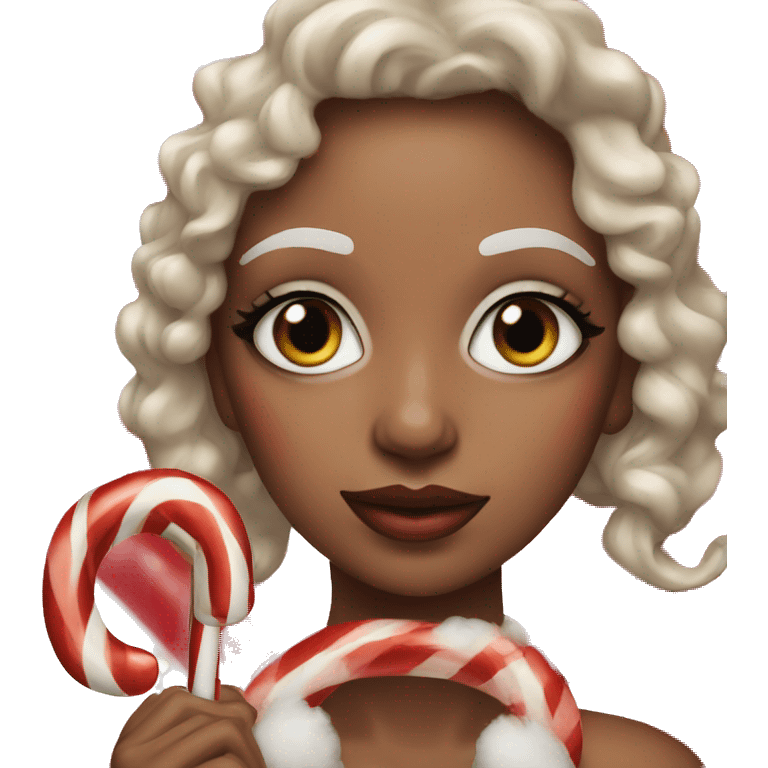 Woman with candy cane makeup  emoji