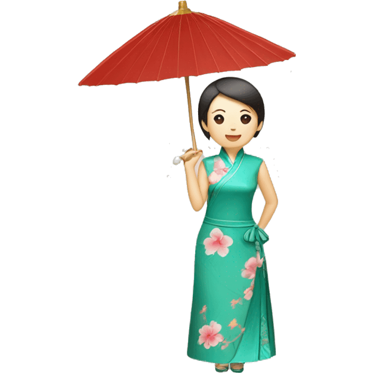 cheongsam with umbrella emoji