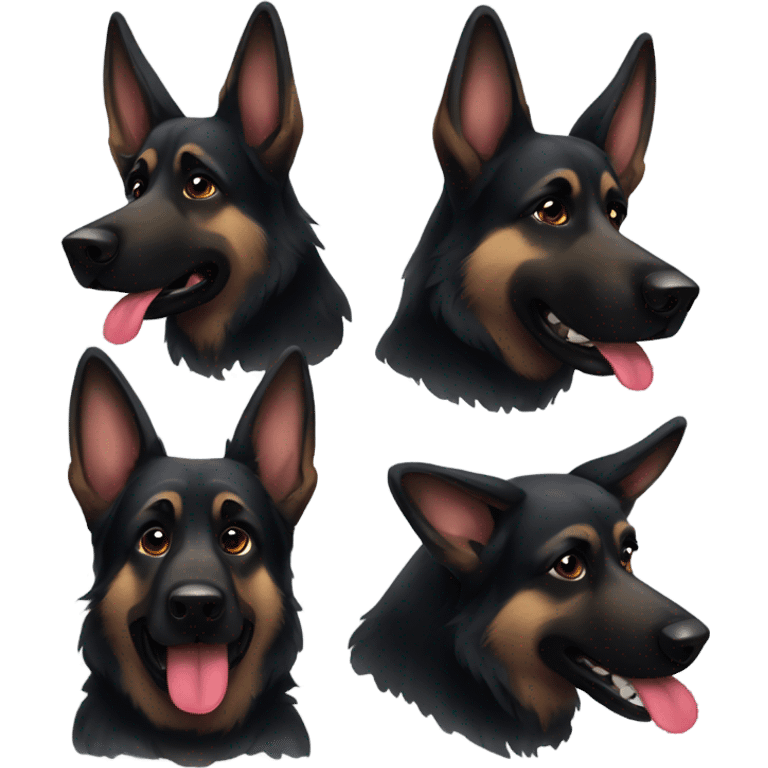 Dark German shepherd with a bow emoji