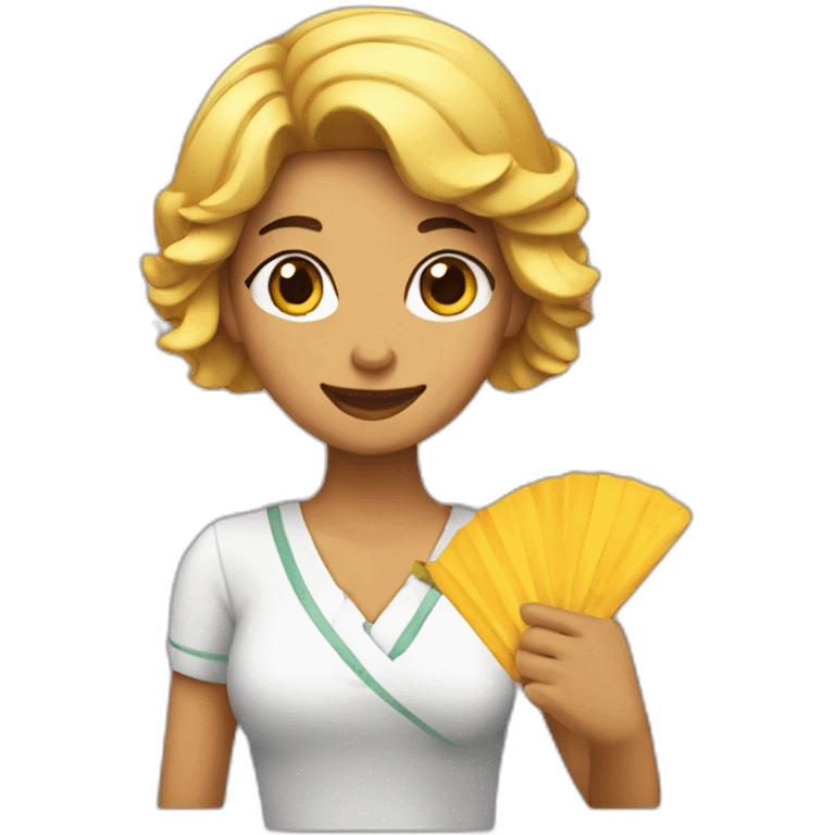 chica con abanico en la mano emoji