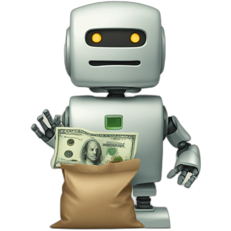 robot with a bag of cash emoji