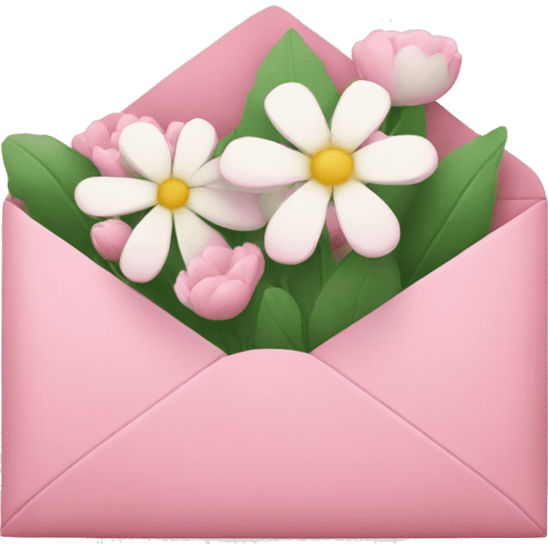 Pink envelope with white flowers emoji