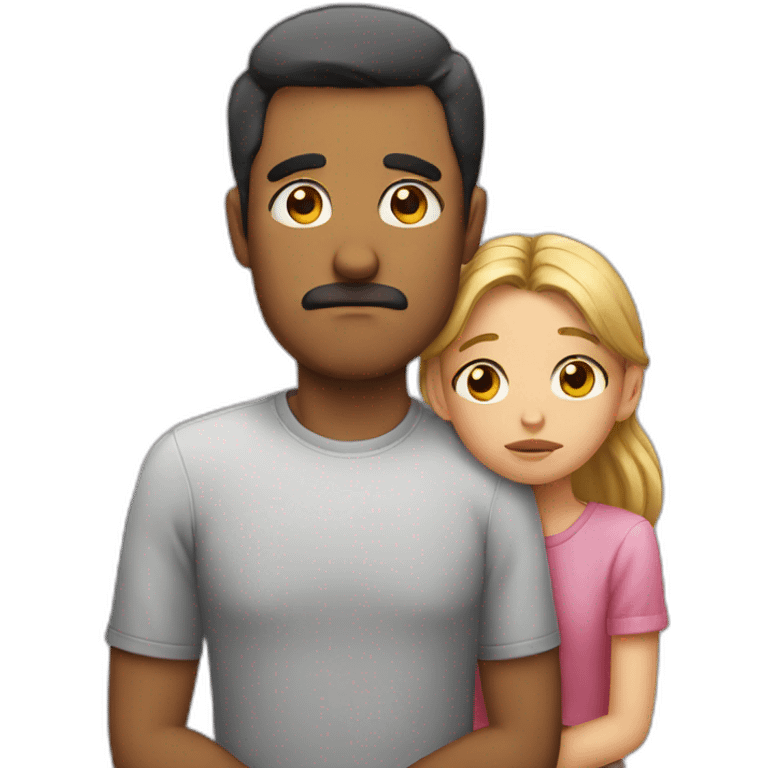 Sad girl with dad emoji