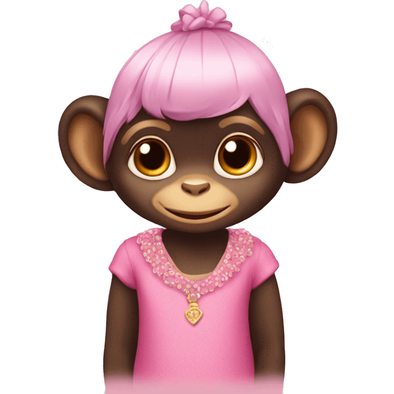 Little chimp in pink dress emoji