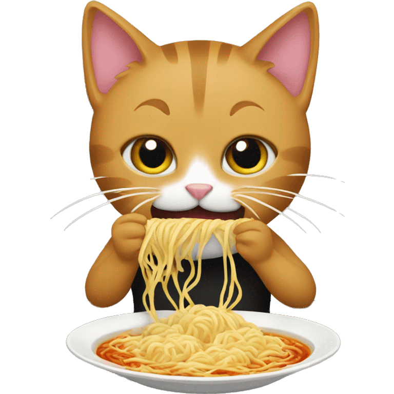 Cat eating ramen emoji