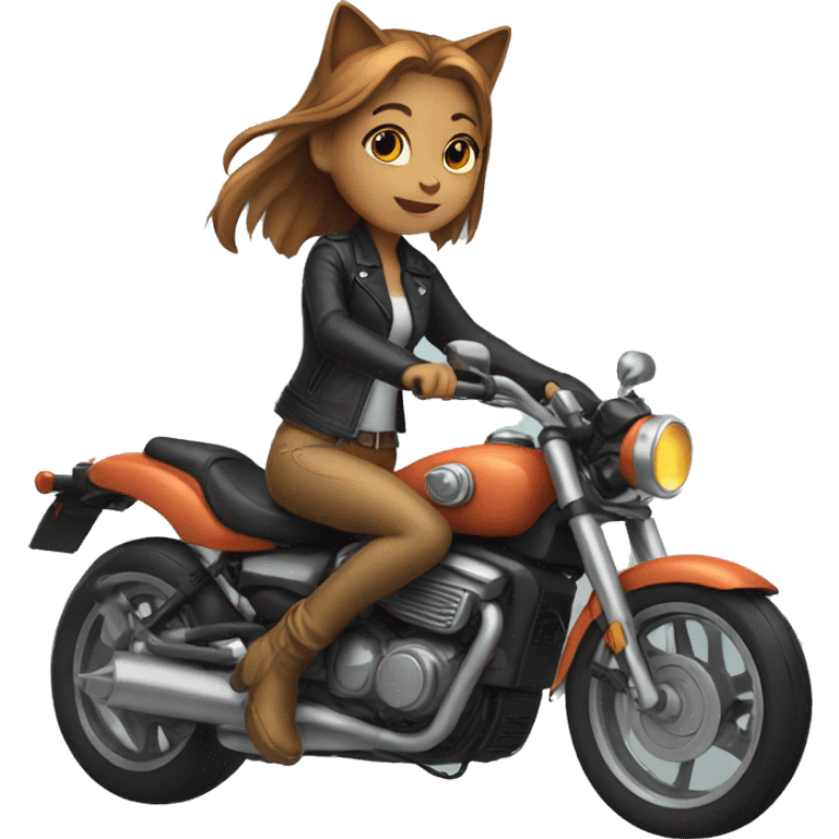 Girl Cat riding a motorcycle  emoji