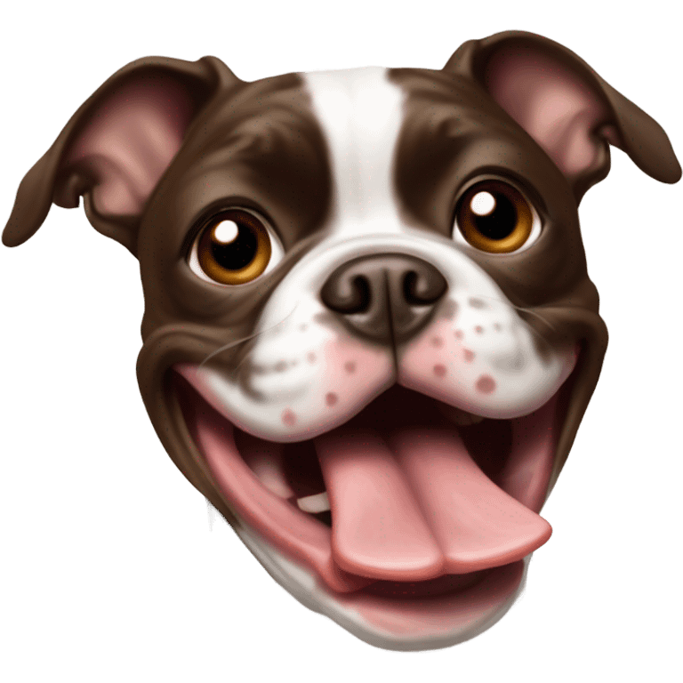 Brown Boston Terrier tongue out emoji