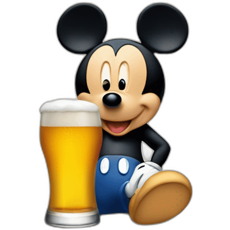 Mickey mouse qui boit une bière emoji