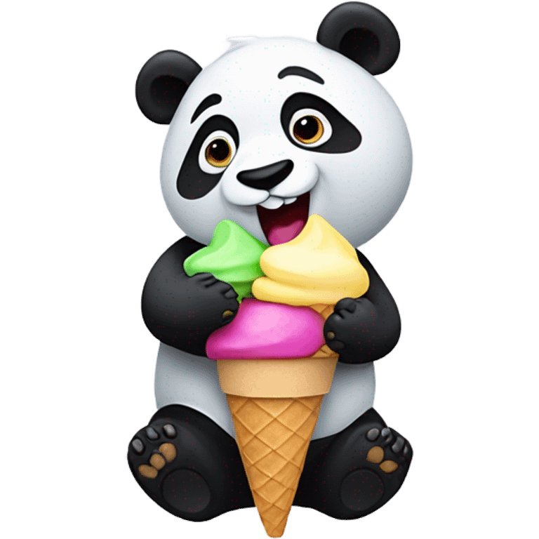 Panda eating ice cream emoji