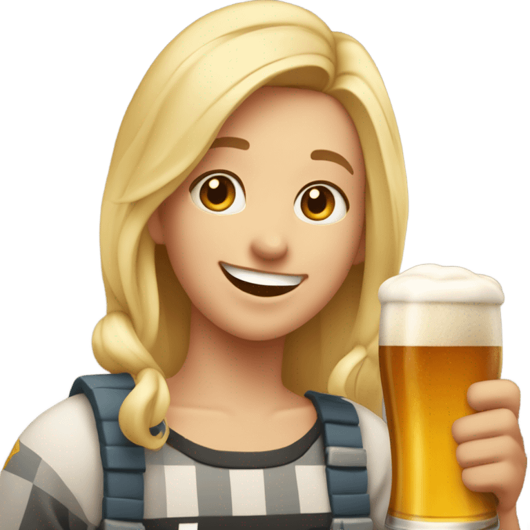 A blonde haired 28 year old celebrating birthday in German with a big pint of beer and a sausage  emoji