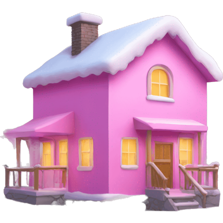 Pink winter house emoji