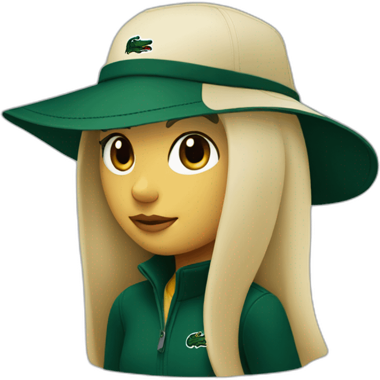 Lacoste bag girl with black lacoste hat emoji