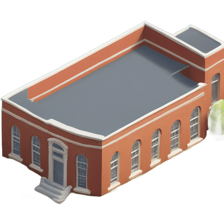 isometric redbrick curved single story building emoji