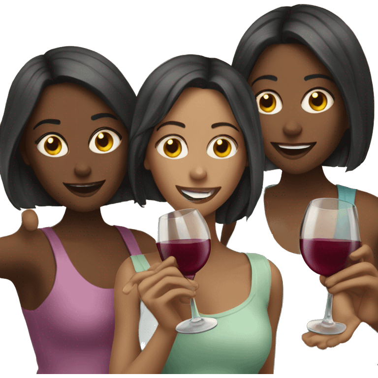 three Girls drinking wine emoji