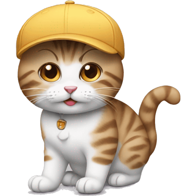 Cat wear shoes and cap emoji