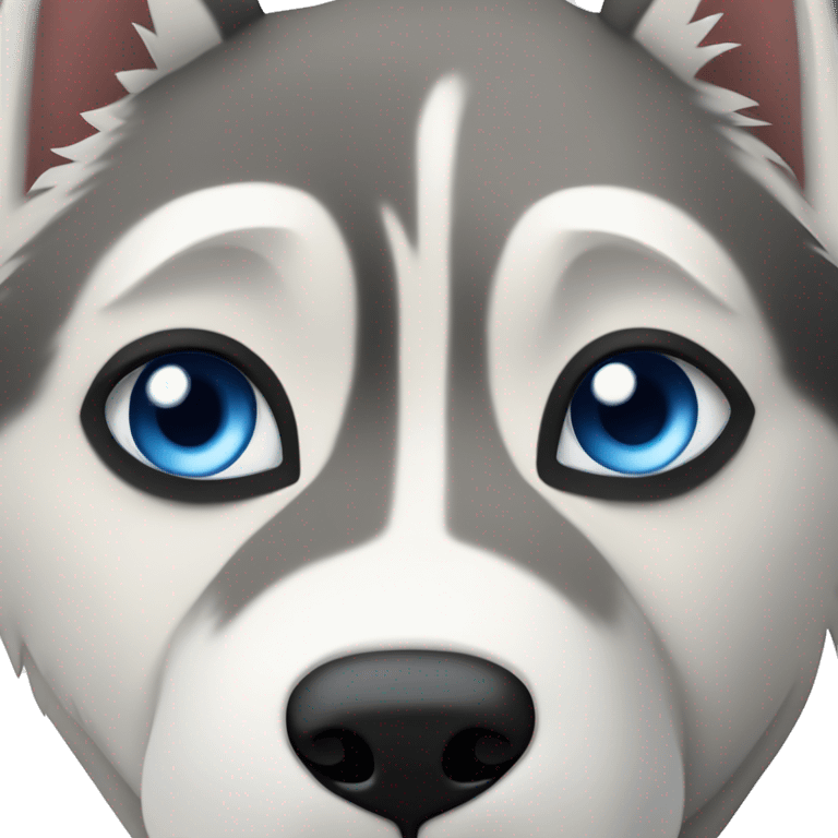 Husky con ojos azul y antifaz negro al rededor emoji