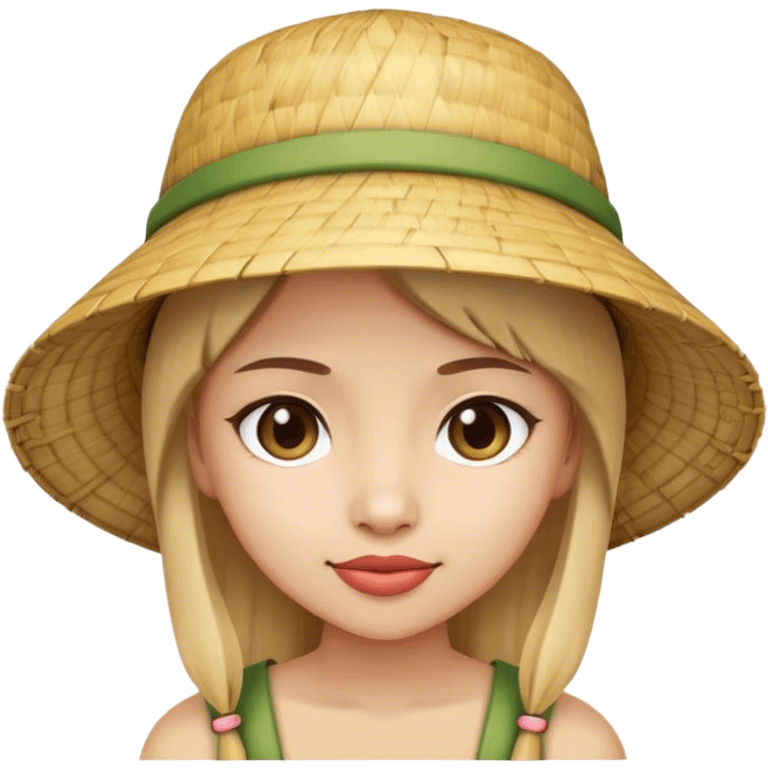 Girl with bamboo hat classic emoji style emoji