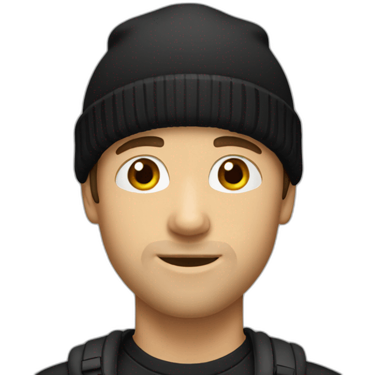 white guy with black beanie hat and stubble emoji