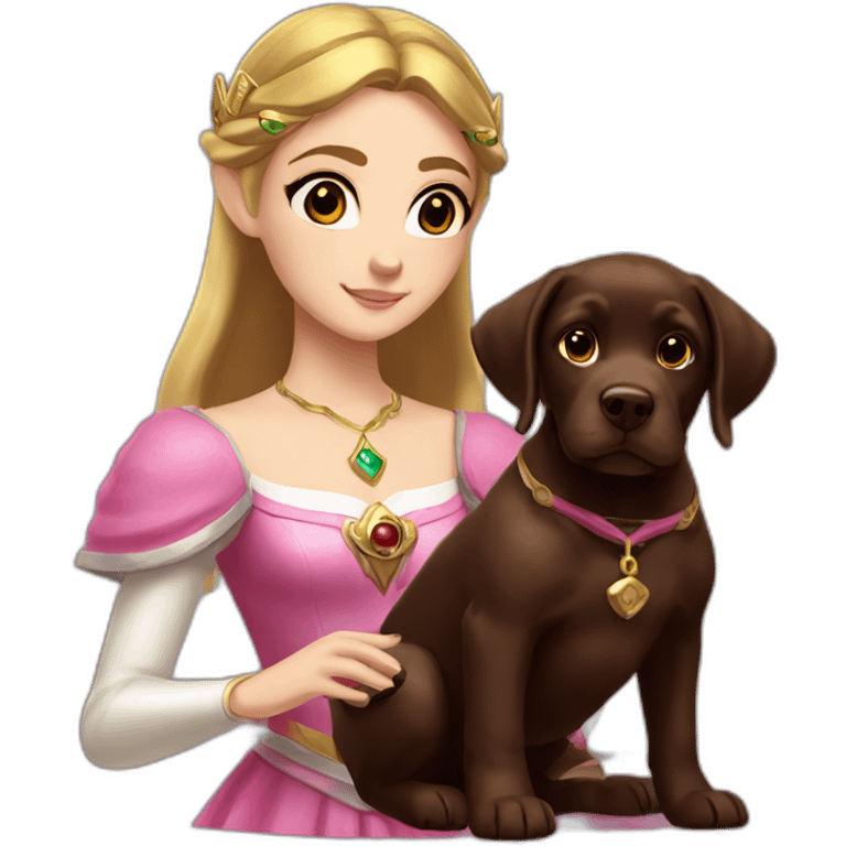 Princess Zelda with chocolate puppie labrador emoji