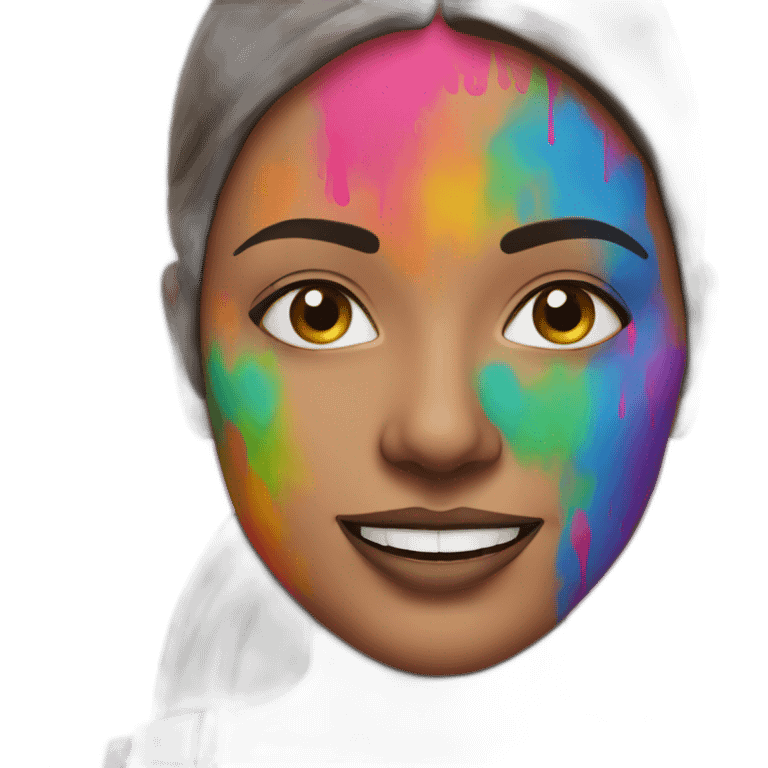 Run woman with holi coloured face emoji