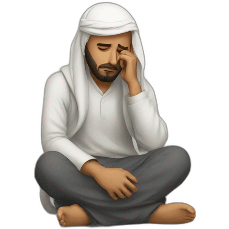 a muslim man feeling depressed emoji