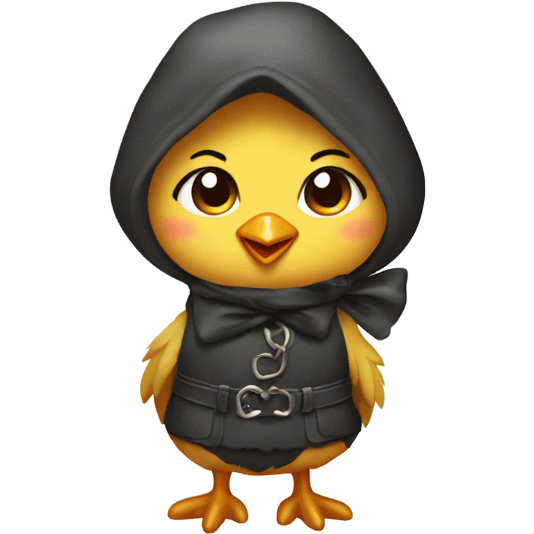 Cute girl chicken with a bow being a thief  emoji