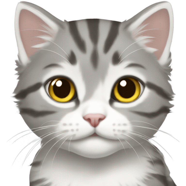 grey and white tabby kitten  long hair emoji