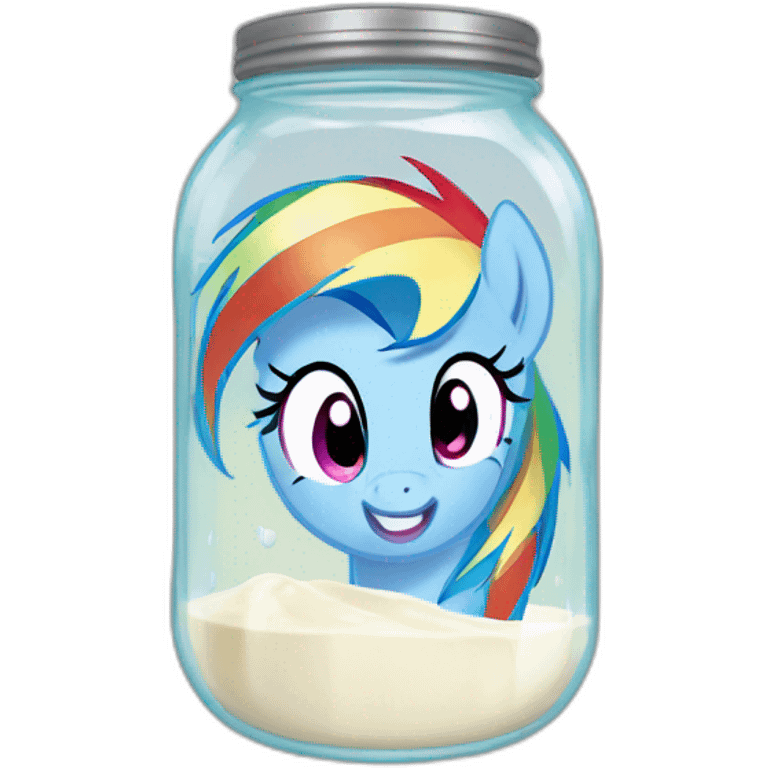 rainbow dash in a jar filled with milk emoji