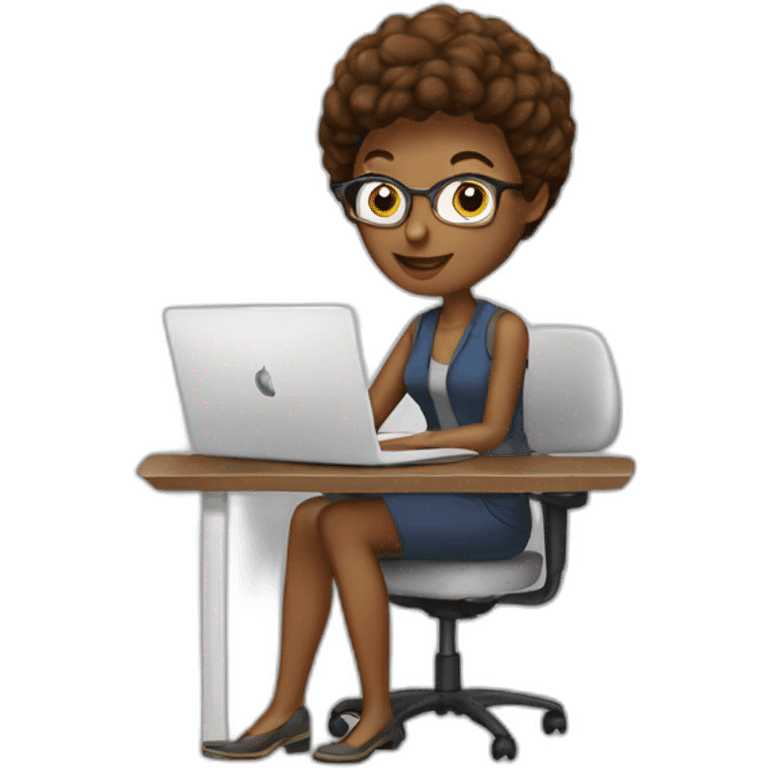 Graphic designer woman with pc emoji