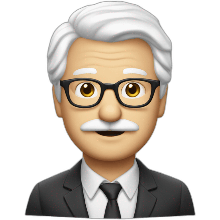 meester frank visser white hair, white mustache and glasses. Nice suite emoji