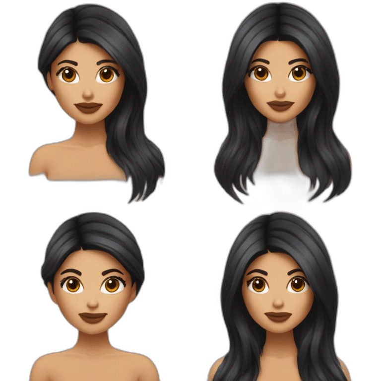 kylie jenner avec les cheuveux brun et de l'acne emoji